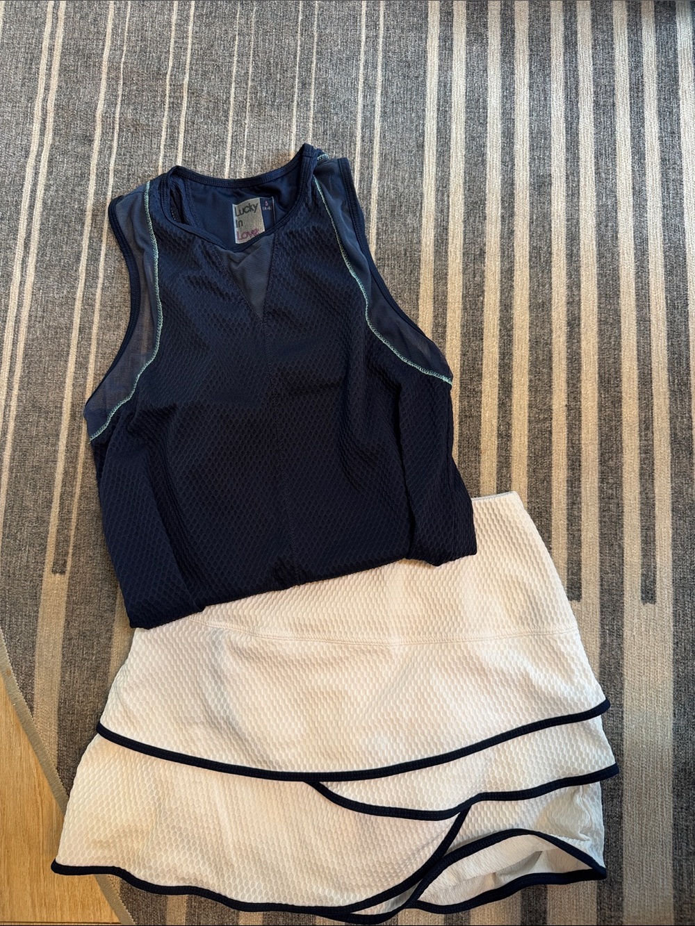 Lucky in Love White Layered Skort with Black Trim